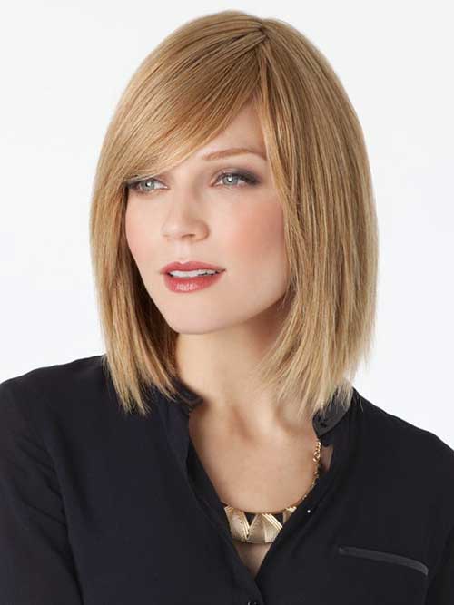 long bob with side swept bangs