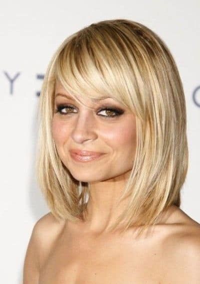 long bob with side swept bangs