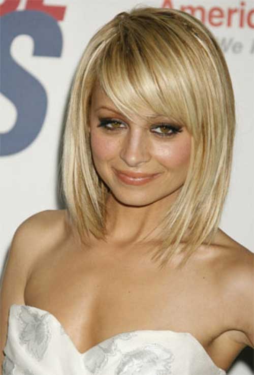 long bob with side swept bangs