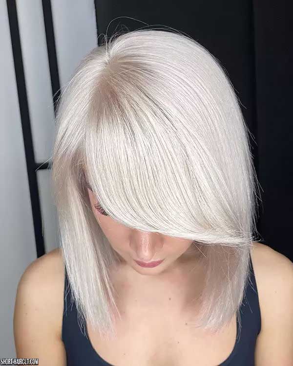 long bob with side swept bangs