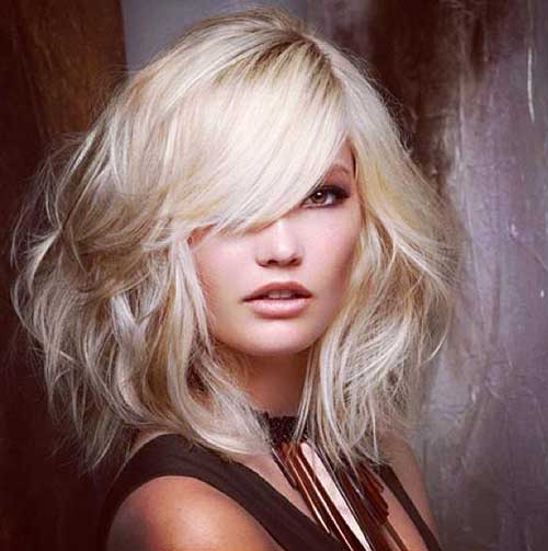 long bob with side swept bangs