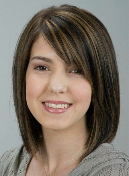 long bob with side swept bangs
