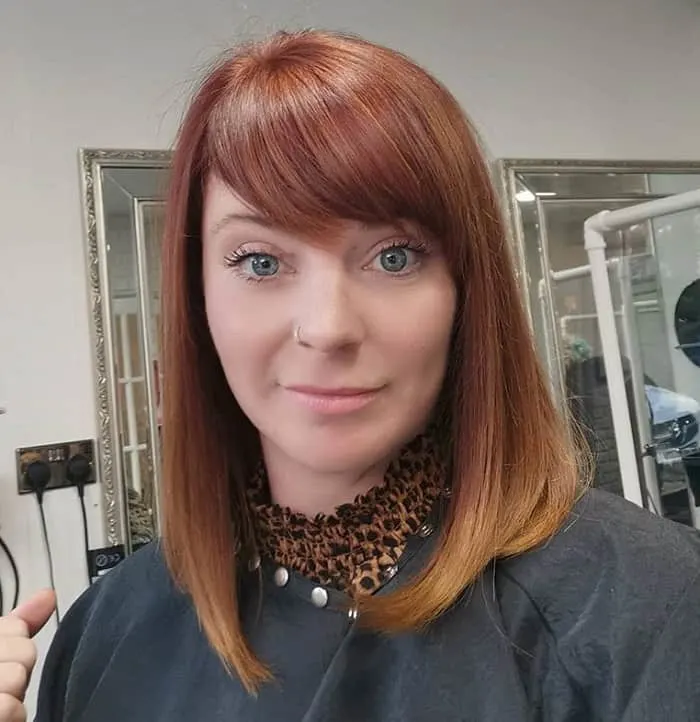 long bob with side swept bangs