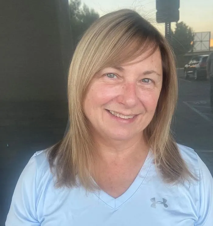 long bob with side swept bangs