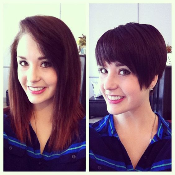 Hair makeovers transformations long to short women pinterest