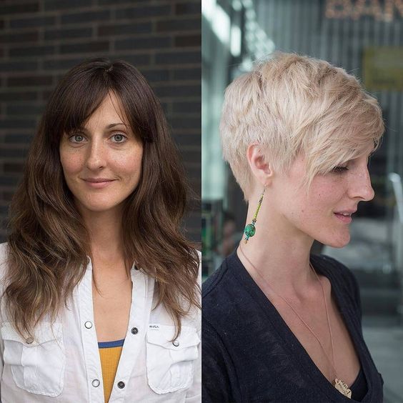 Hair makeovers transformations long to short women pinterest