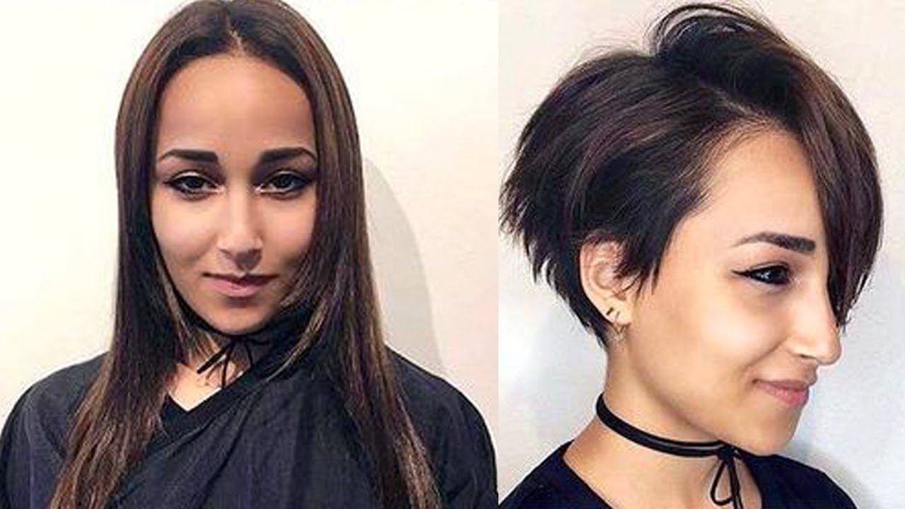 Hair makeovers transformations long to short women pinterest