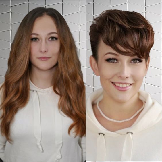 hair transformations, long hair to short hair, before and after,