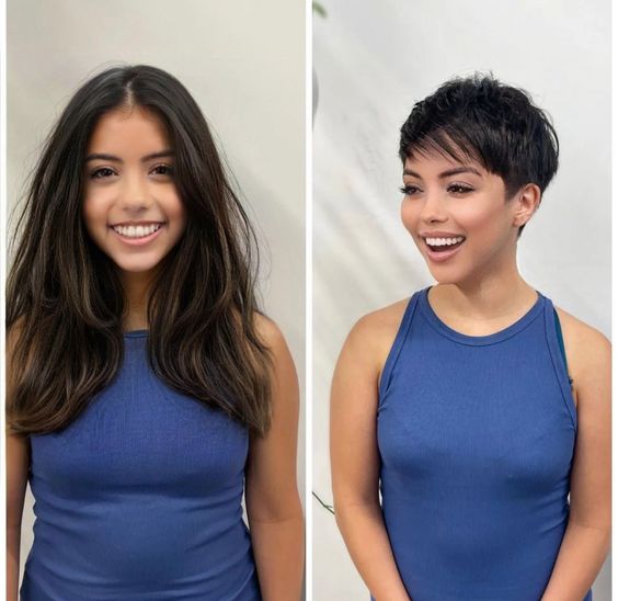 hair transformations, long hair to short hair, before and after,