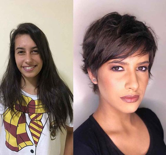hair transformations, long hair to short hair, before and after,