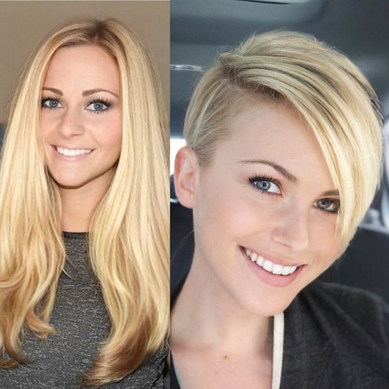 hair transformations, long hair to short hair, before and after,