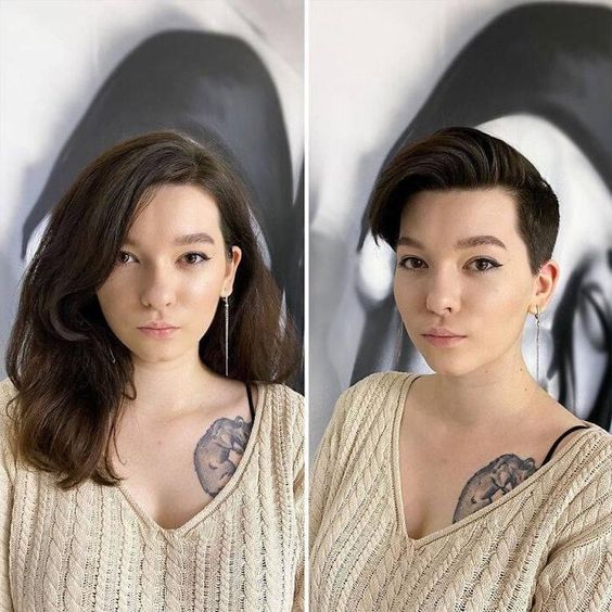 hair transformations, long hair to short hair, before and after,