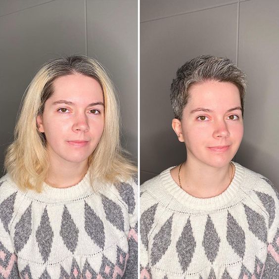 hair transformations, long hair to short hair, before and after,