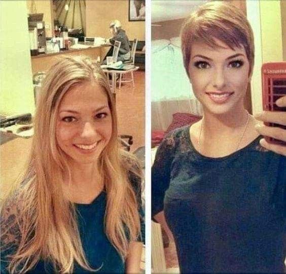 hair transformations, long hair to short hair, before and after,