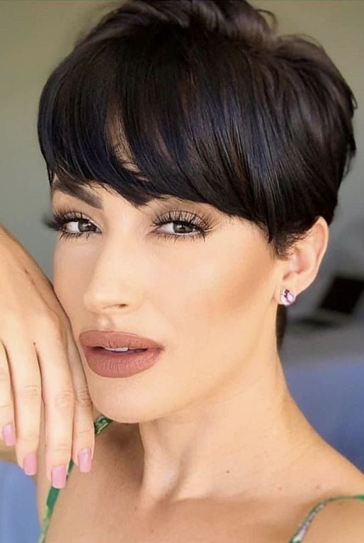 pixie cut with long bangs pinterest