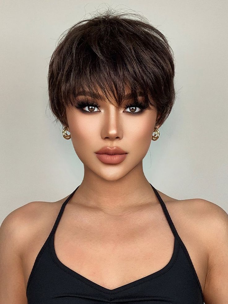 pixie cut with long bangs pinterest