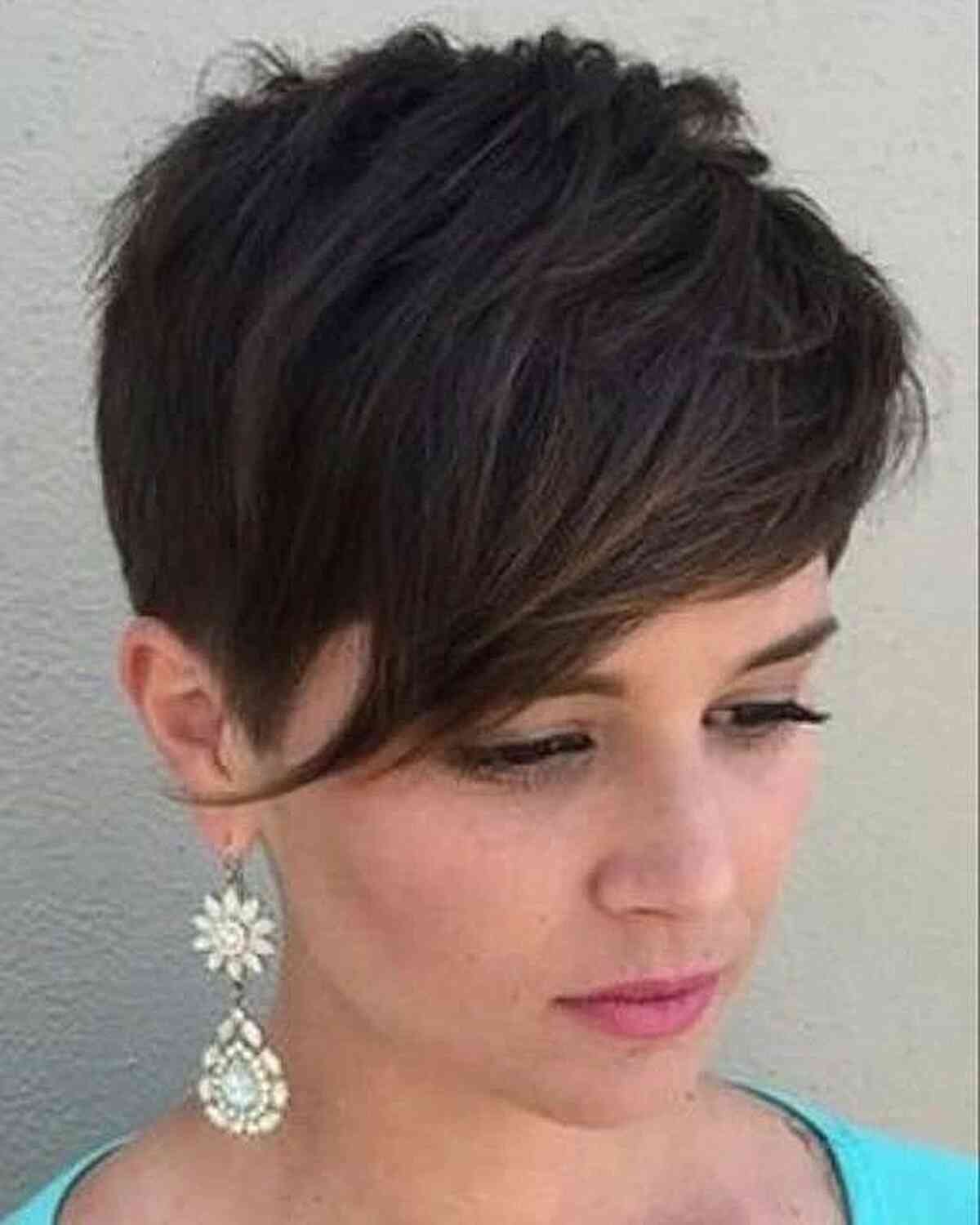 pixie cut with long bangs pinterest