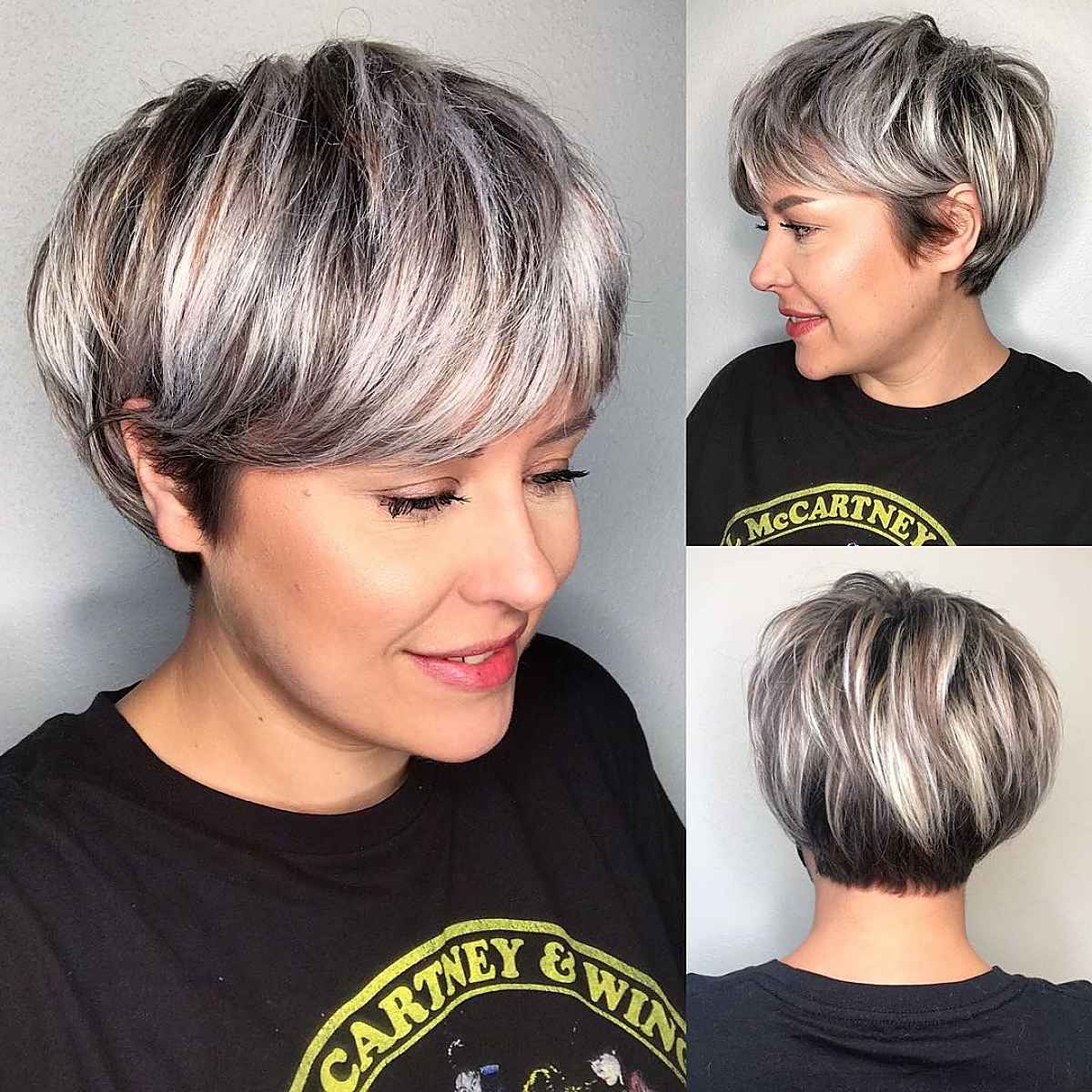 pixie cut with long bangs pinterest
