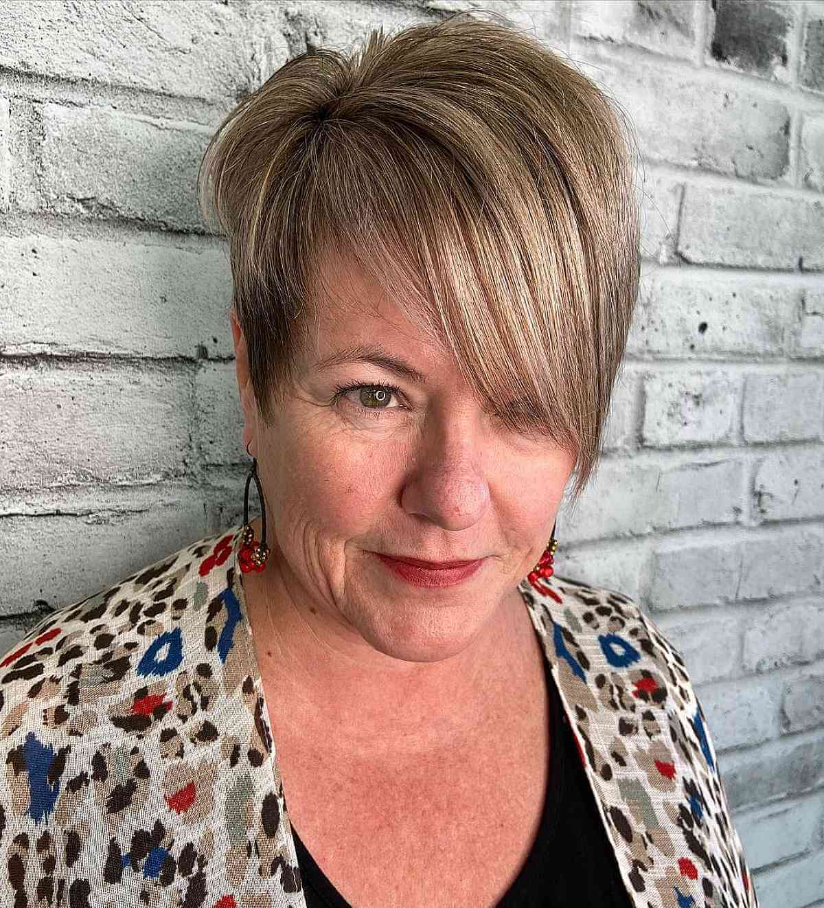 pixie cut with long bangs pinterest