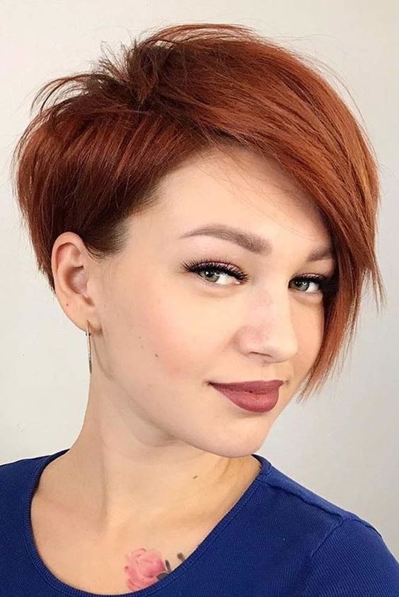 pixie cut with long bangs pinterest