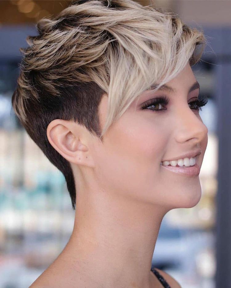 pixie cut with long bangs pinterest
