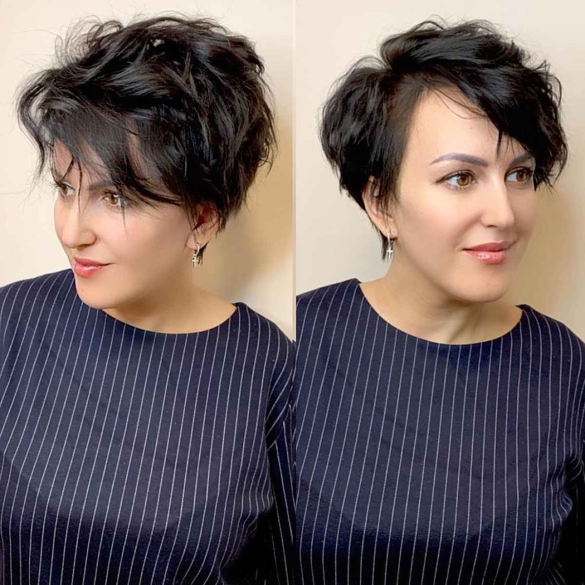 pixie cut with long bangs pinterest