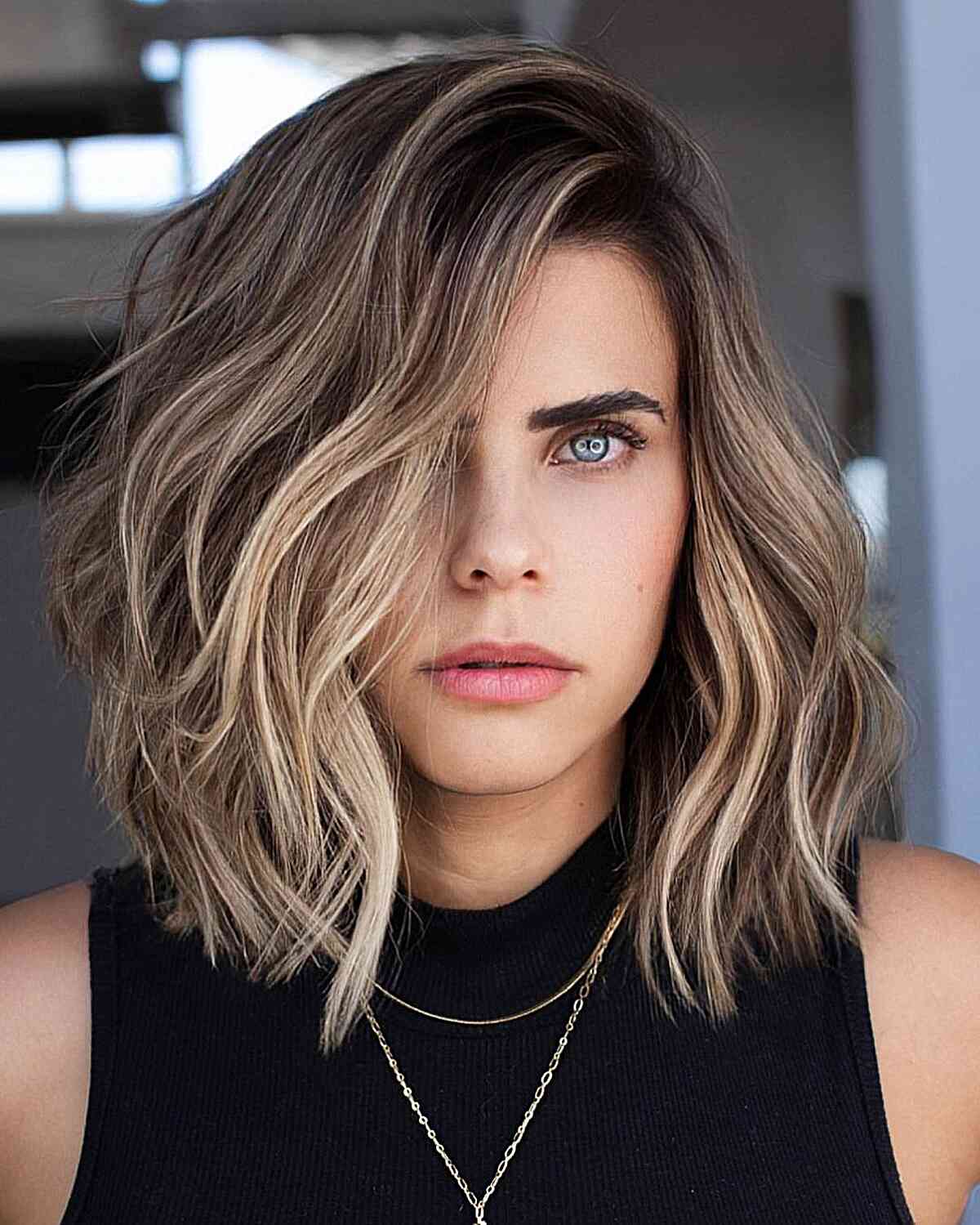 medium hairstyles deep side part